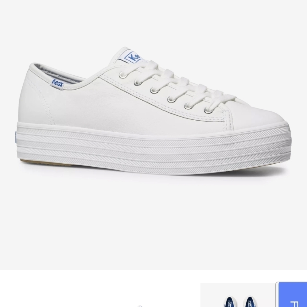 Keds Triple Kick Leather Lace Up platform sneaker white, woman's size 6